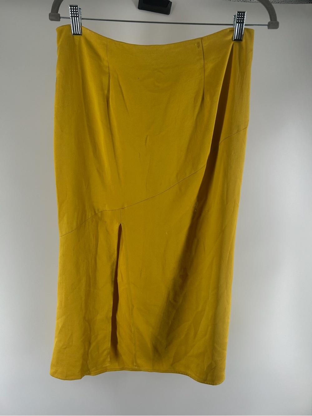 Yellow Midi Skirt with Front Slit